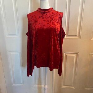 RED CRUSHED VELVET Peek A Boo Shoulders